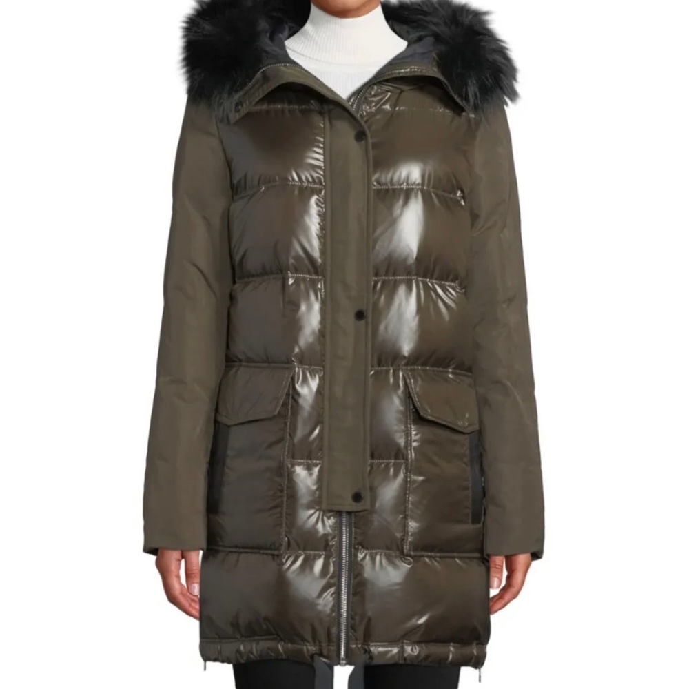 Derek Lam 10 Crosby hooded puffer with fur trim